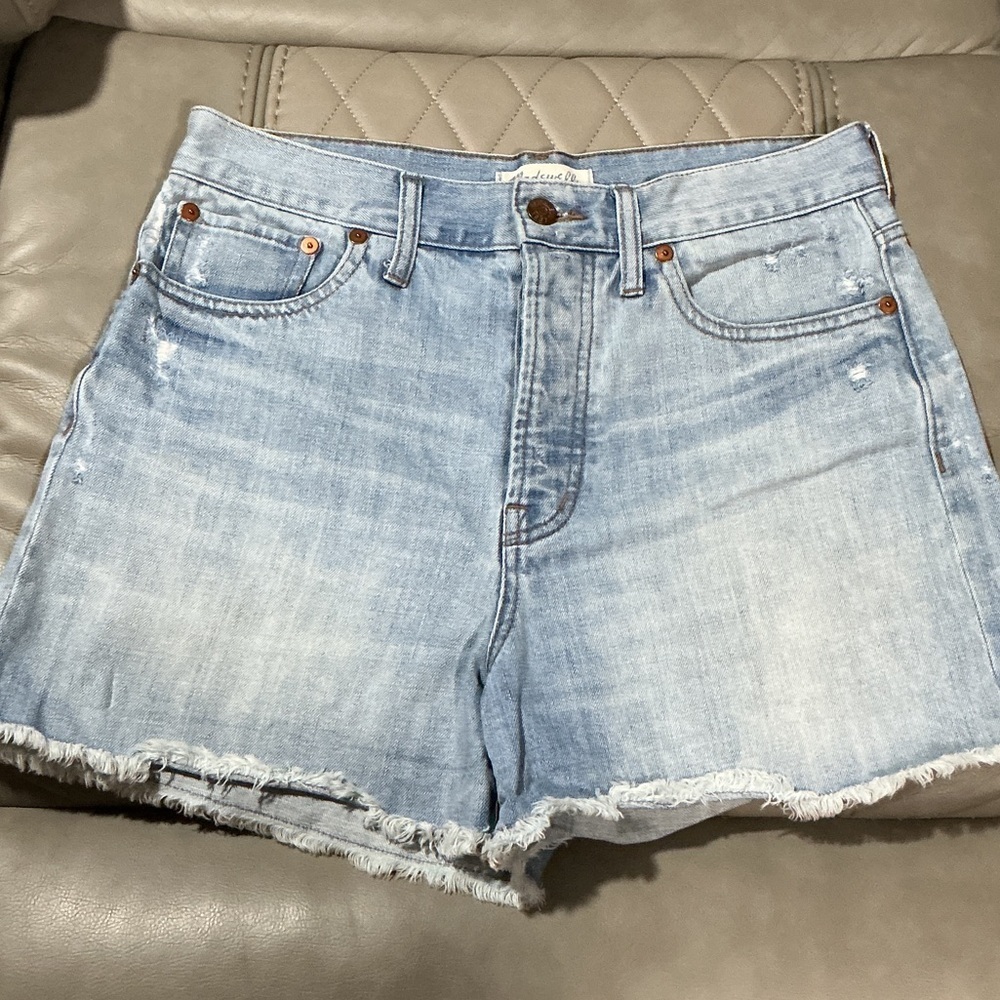 Madewell Light Blue Frayed Hem Denim Shorts